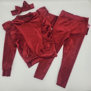 Compleu catifea 3 piese, visiniu