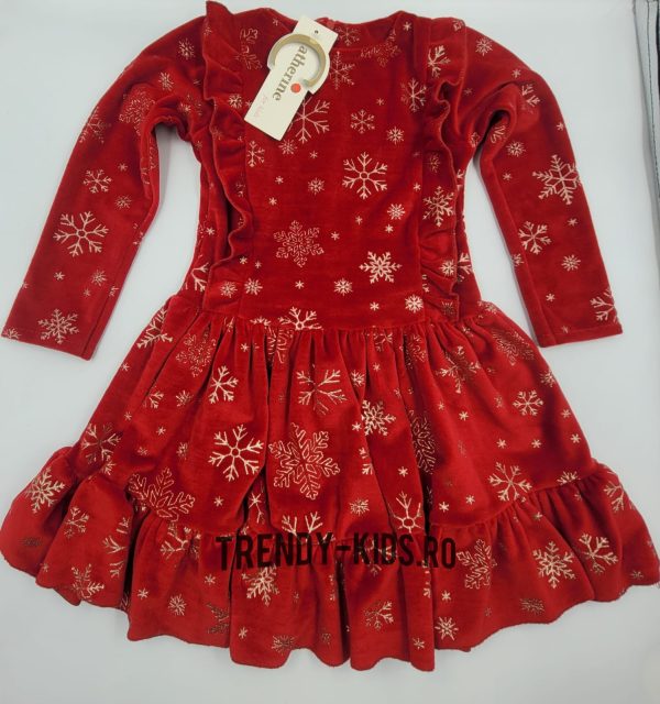 Rochie catifea rosie stelute aplicate