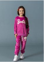 Compleu catifea 2 piese Barbie roz