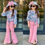 Compleu casual fete 3 piese roz