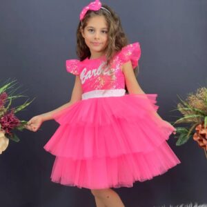 Rochie Barbie cu tull bufant si paiete in partea de sus + bentita