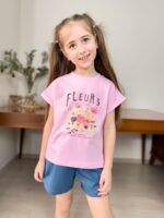 Compleu fete vară cu imprimeu floral