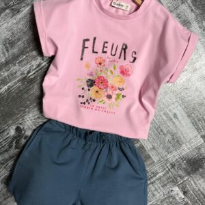 Compleu fete vară cu imprimeu floral