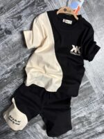 Compleu vară băieți "XK Collection" – Black & Cream Style