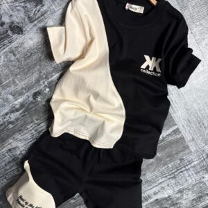 Compleu vară băieți "XK Collection" – Black & Cream Style