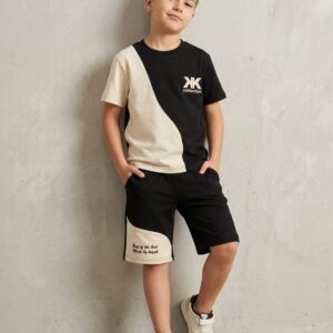 Compleu vară băieți "XK Collection" – Black & Cream Style