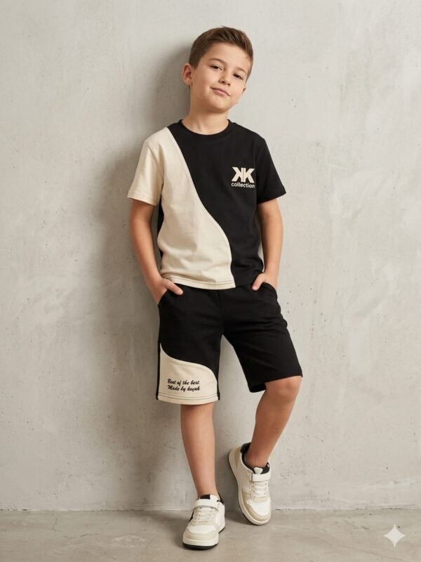 Compleu vară băieți "XK Collection" – Black & Cream Style